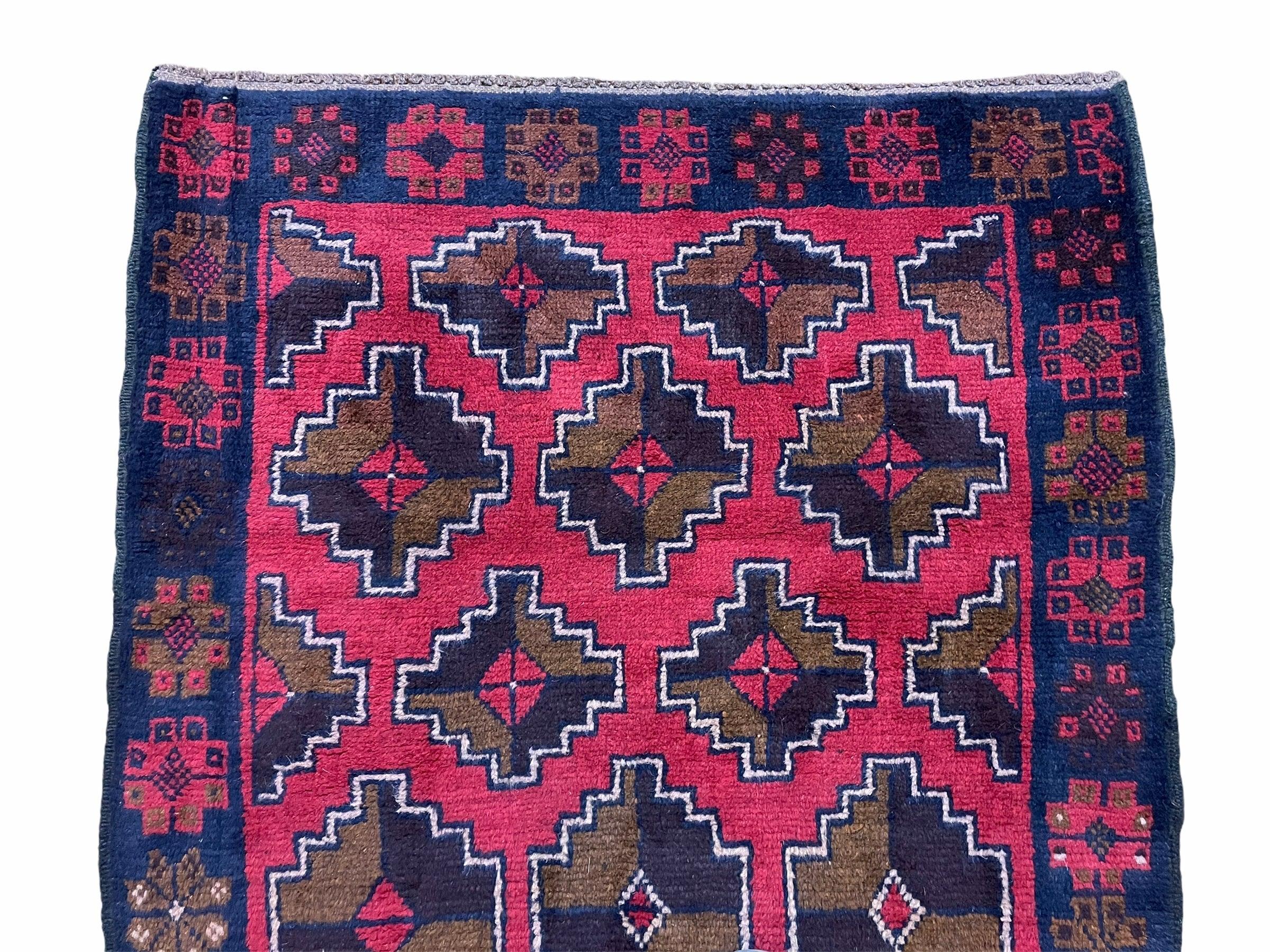 3' X 4' 7" Vintage Handmade Tribal Wool Rug Balouchi Rug Afghan Rug Red Brown - Jewel Rugs