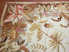 7' 7" x 9' 8" Needlepoint Rug Floral Beige Flat Weave Carpet 8x10 Handmade New Area Rug - Jewel Rugs