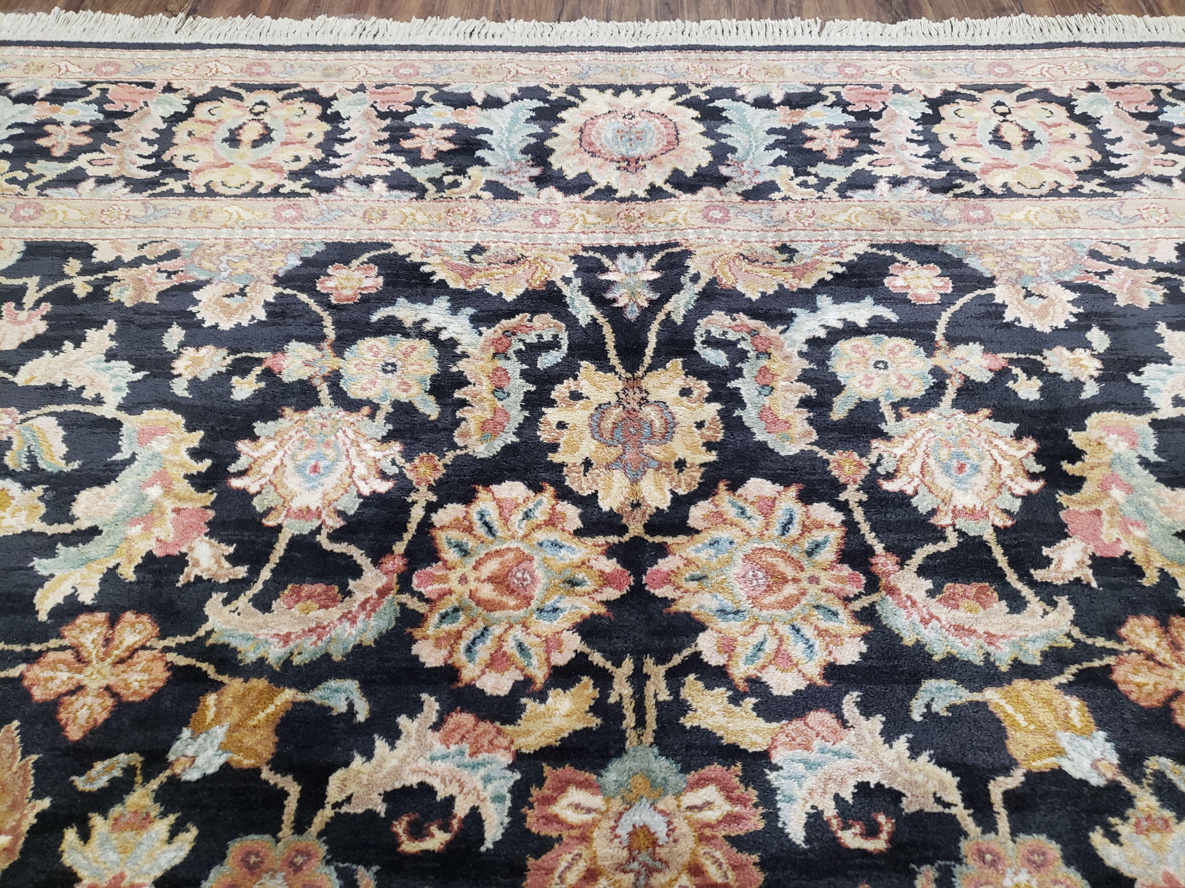 Karastan Rug 8.8 x 10.6, Original Karastan Collection, 700 Series, 703 Karastan Carpet, Wool, Isfaahaan Rug, USA Made, Black Karastan - Jewel Rugs