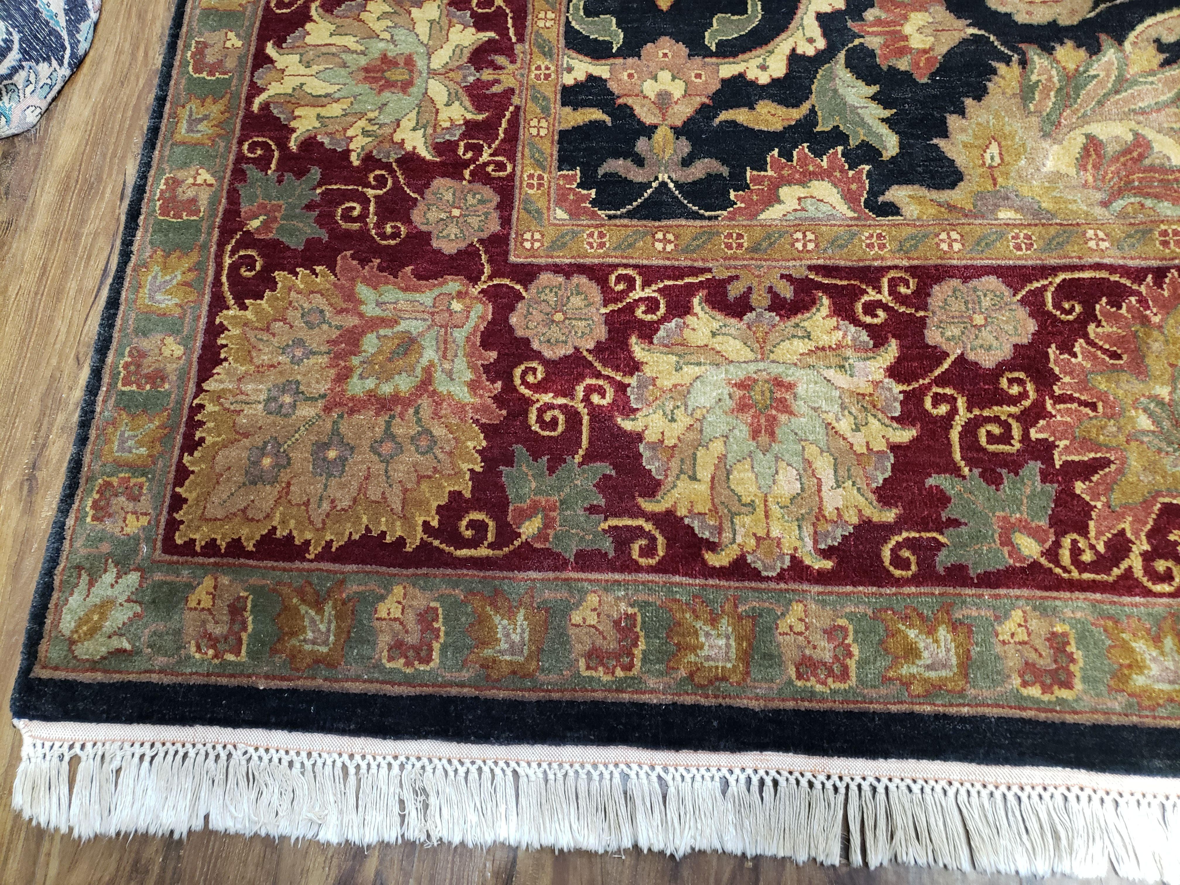 Vintage Indo Mahal Area Rug 9x12, Indian Persian Oriental Carpet, Hand-Knotted, Large Floral Design, Wool, Rug for Living Room Dining Room - Jewel Rugs