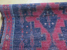 5' X 9' Antique Handmade India Geometric Oriental Wool Rug Veg Dyes Red Blue - Jewel Rugs