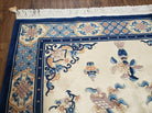 6' X 9' Vintage Hand Made CHINESE Art Deco 120 LINES Wool Rug Flowers Nice - Jewel Rugs