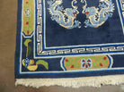 3' X 6' Vintage Handmade Chinese Art Deco Peking Wool Rug Carpet Dragons Blue - Jewel Rugs