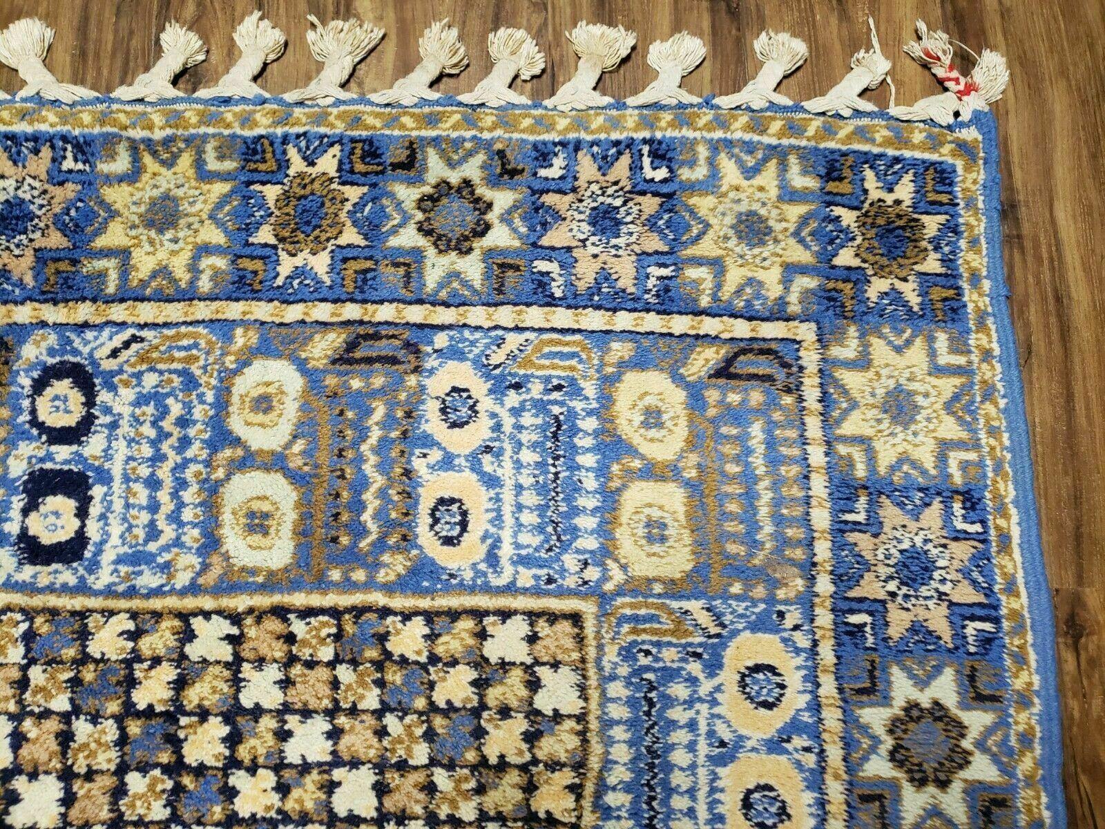 7' X 10' 5" Handmade Moroccan Urban Rabat Wool Carpet Blue Area Rug - Jewel Rugs