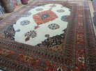 9' X 12' Vintage Fine Handmade India Floral Wool Rug Open Field Ivory Wow - Jewel Rugs