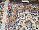 Vintage Persian Nain, Wool on Silk Foundation, Ivory & Maroon, Hand-Knotted, 11' 1" x 14' 9" - Jewel Rugs