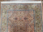 Turkish Hereke Rug 4x6, Wool on Cotton Turkish Hereke Carpet 4 x 6 ft, Handmade Hand Knotted Fine Oriental Rug, Light Coral Red and Green - Jewel Rugs