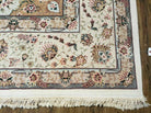 10' X 14' Vintage Handmade Pakistani Wool Silk Rug Carpet Ivory Nice - Jewel Rugs