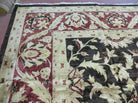 11' X 15' Vintage Hand Knotted Indian Agra Wool Rug Hand Made Dark Brown Floral - Jewel Rugs