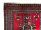 3x5 New Vintage Handmade Wool Rug Tribal Turkoman Balouch Red Tribal Rug Veg Dye - Jewel Rugs