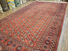 Red Bokhara Rug 7x13, Traditional Turkoman Carpet, Afghani Rug 7 x 13, Afghanistan Carpet 7.3 x 12.9, Hand-Knotted, Vintage, Wool, Nice - Jewel Rugs