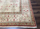 Vintage Turkish Rug 9x12, Indian Agra Design, 9 x 12 Wool Area Rug, Beige Tan, Hand-Knotted, Living Room Rug, Floral Oriental Carpet, Nice - Jewel Rugs