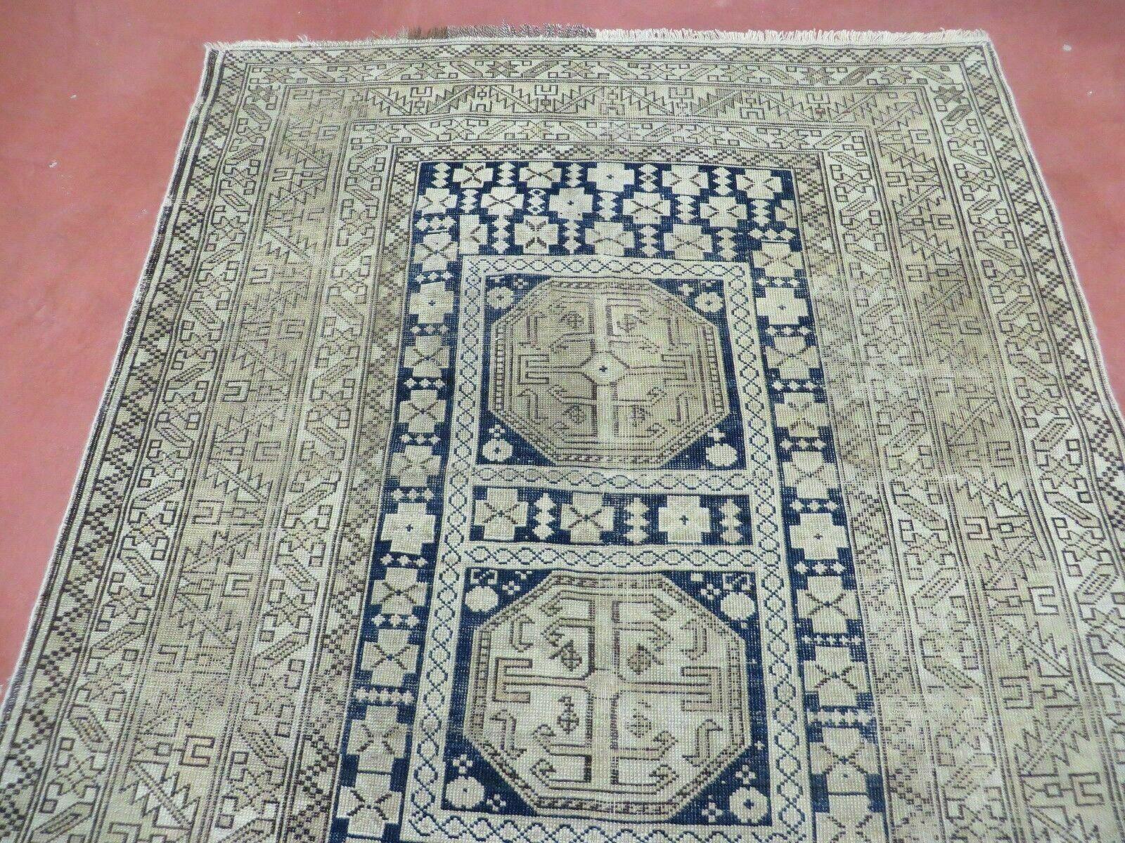 4' X 5' Antique 1880 Handmade Caucasian Shirvan Wool Rug Estate Found - Jewel Rugs