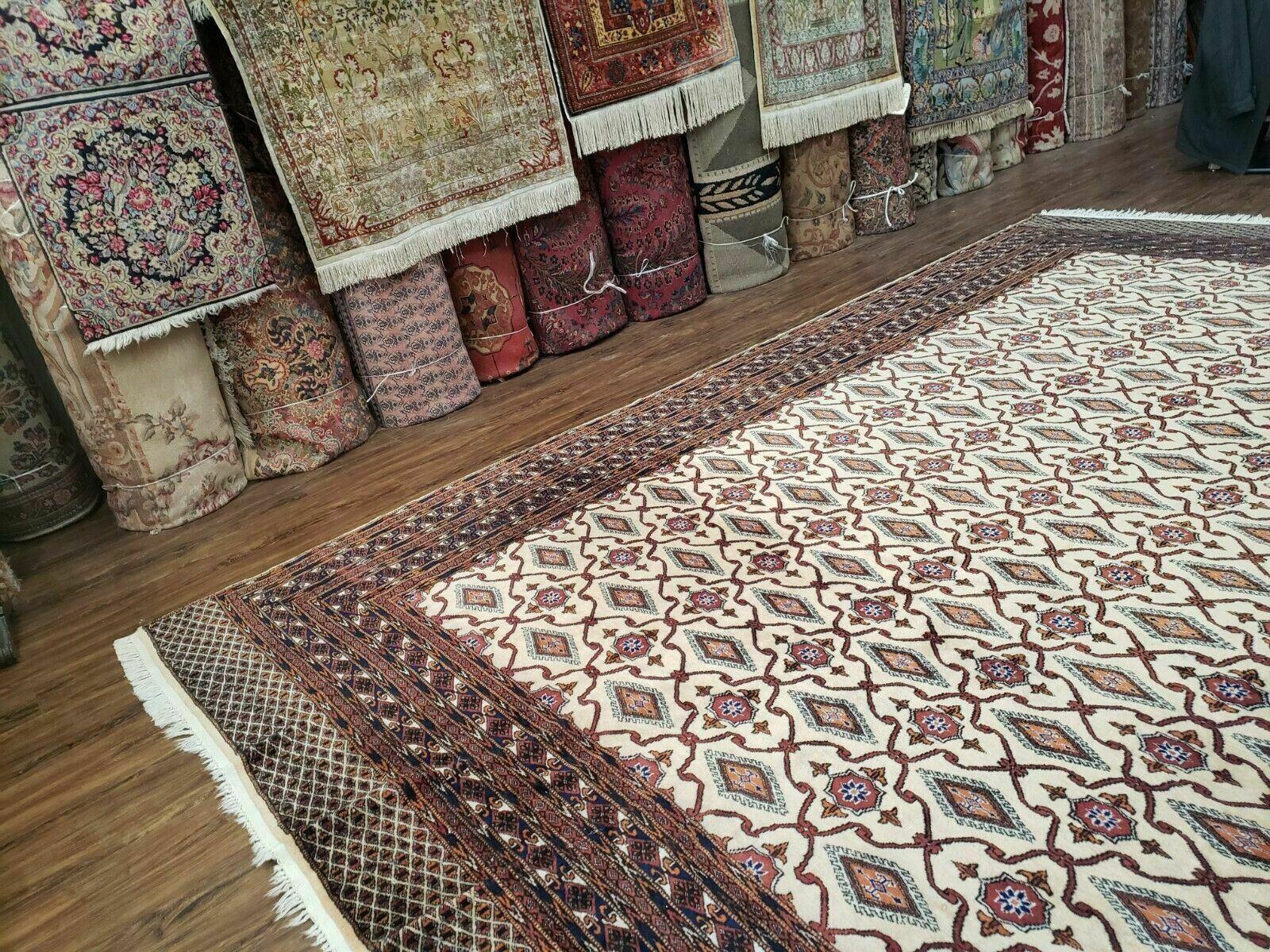 9' 5" X 12' Vintage Handmade Bokhara Turkoman Yamud Pakistan Wool Rug - Jewel Rugs