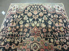 4' X 6' Antique Handmade India Floral Oriental Wool Veg Dye Dark Brown Rug Nice - Jewel Rugs