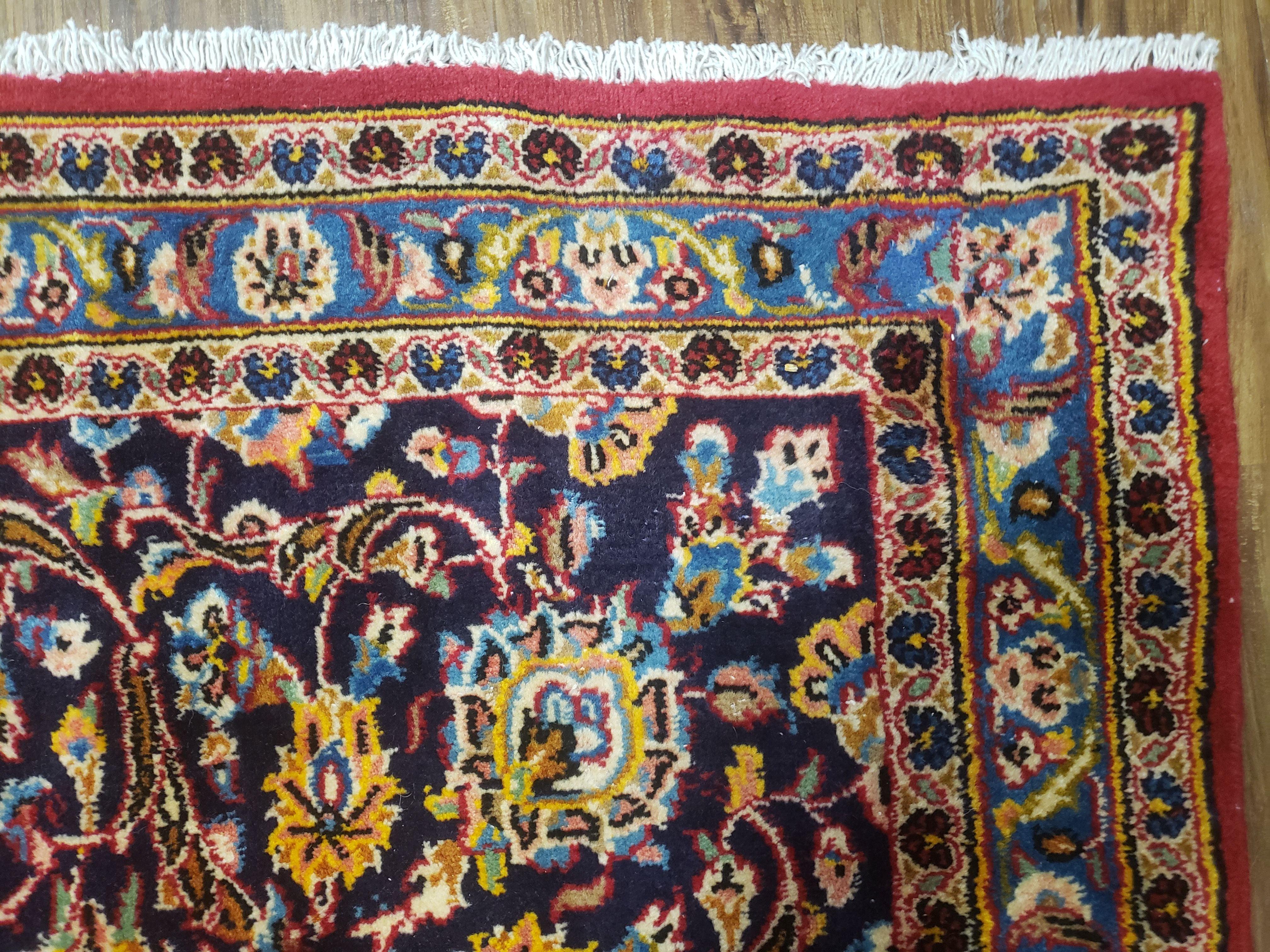 Antique 1930s Persian Kashan 10x14, Wool, Hand-Knotted, Central Medallion - Jewel Rugs