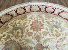 7' Vintage Round Handmade Indian Agra Wool Rug Tea Washed Veg Dyes Nice - Jewel Rugs