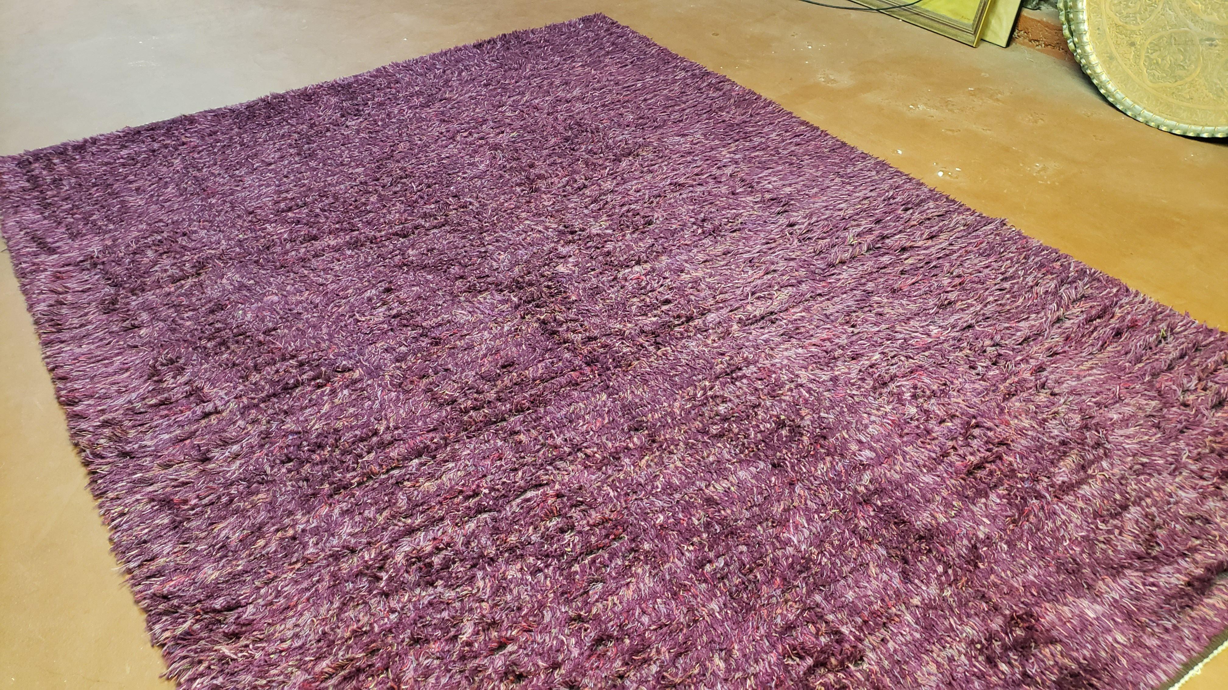 6' 9" x 9' 3" European Shag Rug Purple Rya Style Carpet Nice 6x9 Area Rug 7 x 9 Home Office Area Rug Living Room Rug Playroom Rug - Jewel Rugs