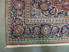 Persian Kashan Rug 4x7, Red and Navy Blue Semi Antique Vintage Wool Oriental Carpet, Hand Knotted Rug, Floral Medallion, High Quality Fine Carpet - Jewel Rugs