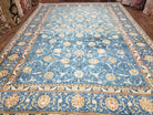 Semi Antique Persian Kashan Rug, Afshan Design, Blue and Ivory, Hand-Knotted, Wool, 8'9" x 12' 6" - Jewel Rugs