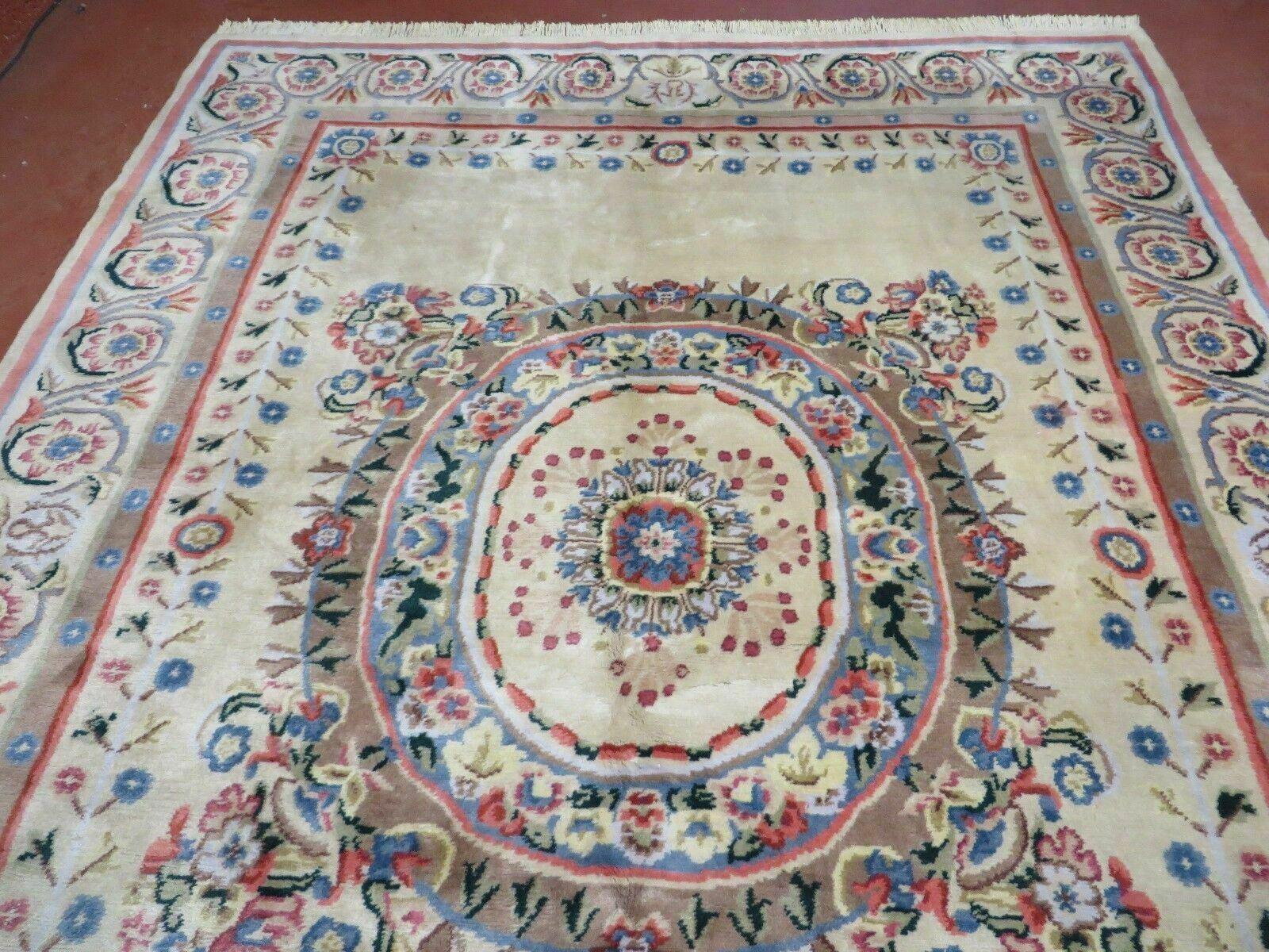 8' X 10' Vintage Handmade Wool Rug Aubusson Savonnerie Design European Nice - Jewel Rugs