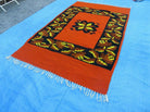 4' x 7' Vintage Folk Art Latin American Mexican Blanket Weaving Wool Kilim Rug - Jewel Rugs