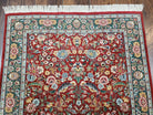 Indo-Persian Rug 3x5, Vintage Traditional Oriental Carpet 3 x 5, Afshan Allover Floral Pattern Red & Green Wool Hand-Knotted Fine Indian Rug - Jewel Rugs