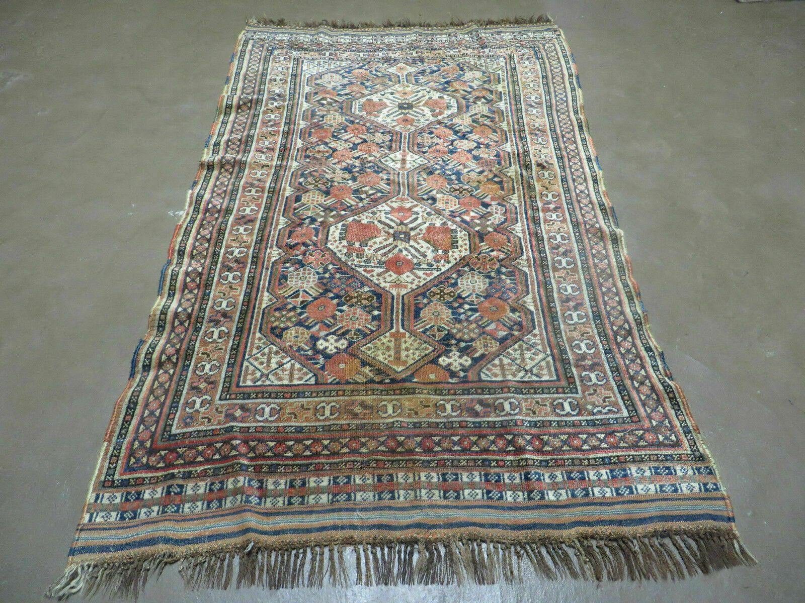 4' X 6' Antique Handmade Caucasian Geometric Tribal Oriental Wool Rug Nice - Jewel Rugs