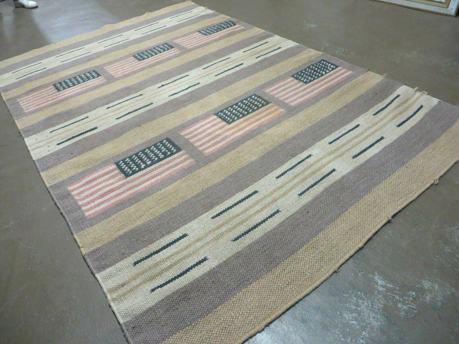 5' X 8' Hand Woven Wool Rug US Flag American Contemporary Kilim Dhurrie Modern - Jewel Rugs