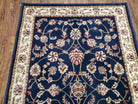 Vintage Area Rug 3x5, Wool & Silk Feel, Italian Rug, Persian Design, Soft Pile, Dark Blue Beige/Cream, 3.3 x 5, Part of Set - Jewel Rugs