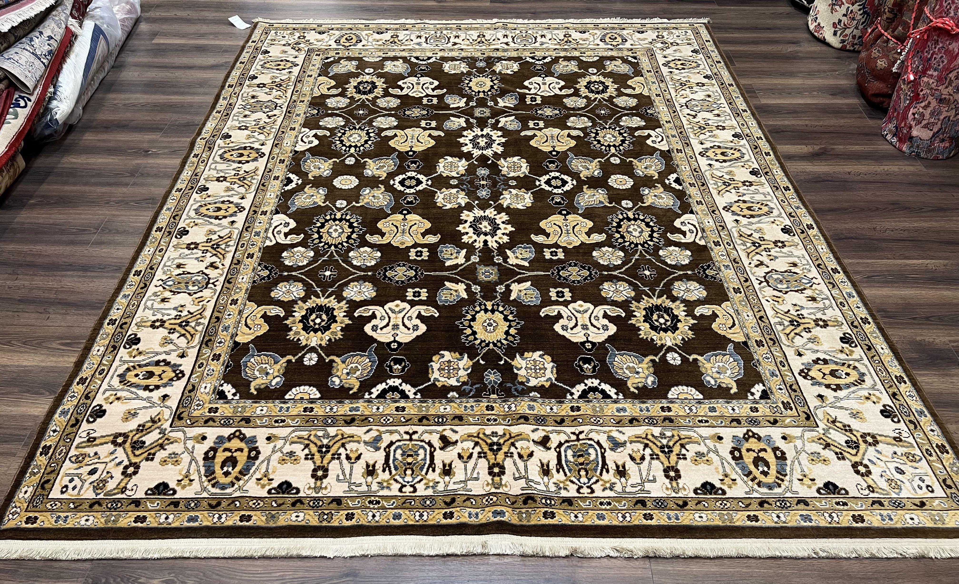 Karastan Rug 8 x 10.5, English Manor Stratford Mahogany #2120-513, Wool Karastan Carpet, Discontinued Karastan Area Rug, Brown Cream Gold - Jewel Rugs