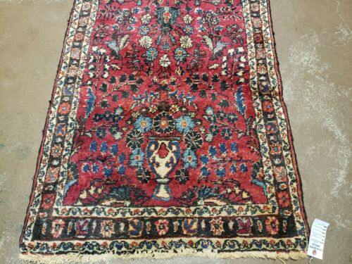 2' 7" X 6' 7" Antique Handmade Wool India Floral Oriental Short Runner Rug Red - Jewel Rugs