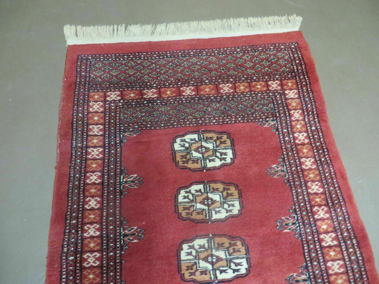 2' 8" X 10' Vintage Handmade Bokhara Turkoman Pakistani Wool Runner Rug Nice - Jewel Rugs