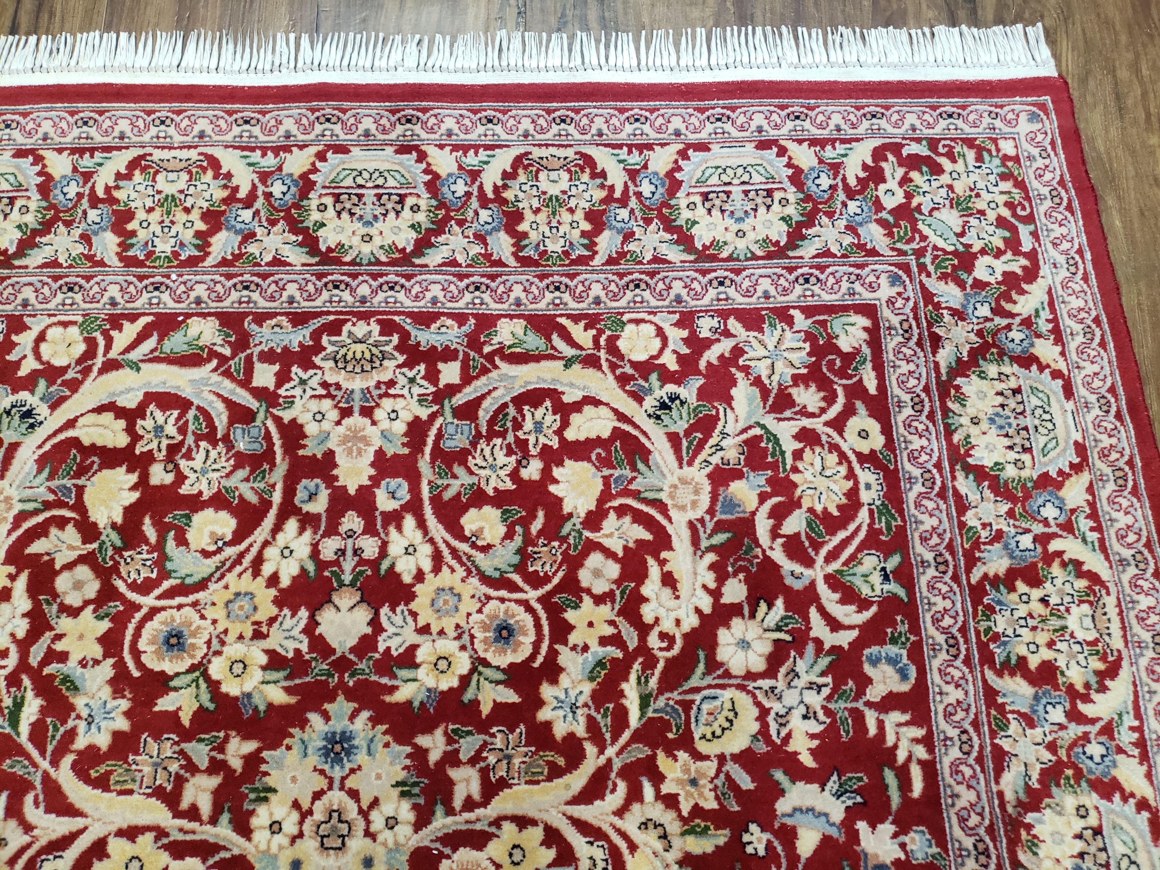 Vintage Pak Persian Area Rug, Red & Beige Pakistani Oriental Carpet, Hand-Knotted Wool Rug, 4x6 Rug Handmade Hand Knotted, Foyer Room Rug - Jewel Rugs