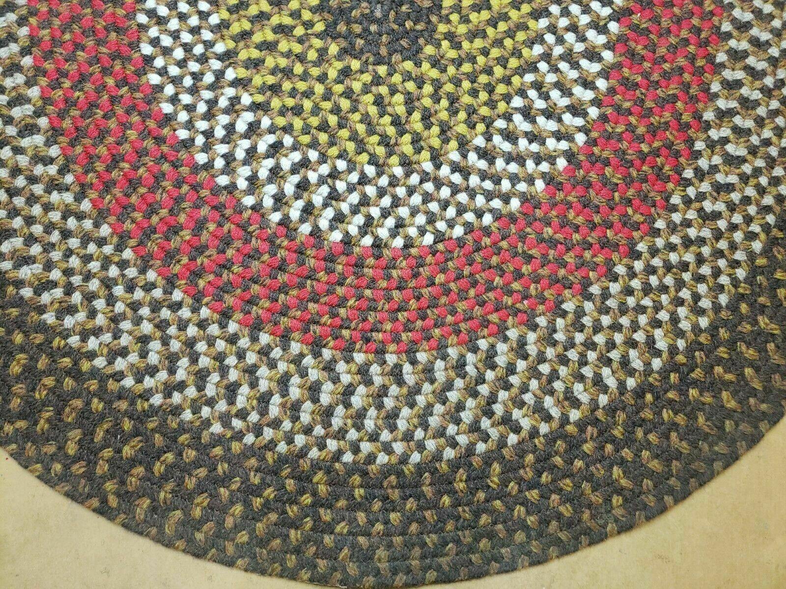 4' X 6' Vintage Handmade American Braided Rug Runner Oval Brown Red Yellow - Jewel Rugs