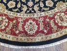 10ft Round Indian Mahal Rug, 10x10 Hand-Knotted Oriental Rug, Large Circular Handmade Rug, Midnight Blue Red and Beige, Allover Floral, Nice - Jewel Rugs