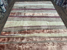 Modern Tibetan Rug 8x11 Nepali Carpet, Shiny Velvely Soft Wool and Silk, Contemporary Hand Knotted Rug, Striped Design, Wool Area Rug 8 x 11 - Jewel Rugs