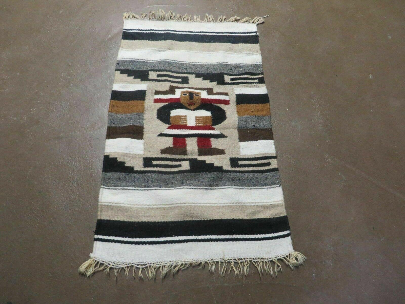 2' X 3' Latin American Mexican Wool RUG Blanket Textile Nice - Jewel Rugs