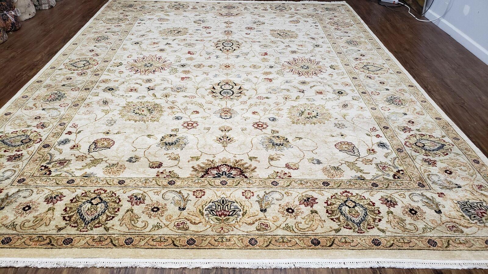 9' X 12' Vintage Handmade Wool Rug Carpet Indo Mahal Oushak Ivory Nice - Jewel Rugs