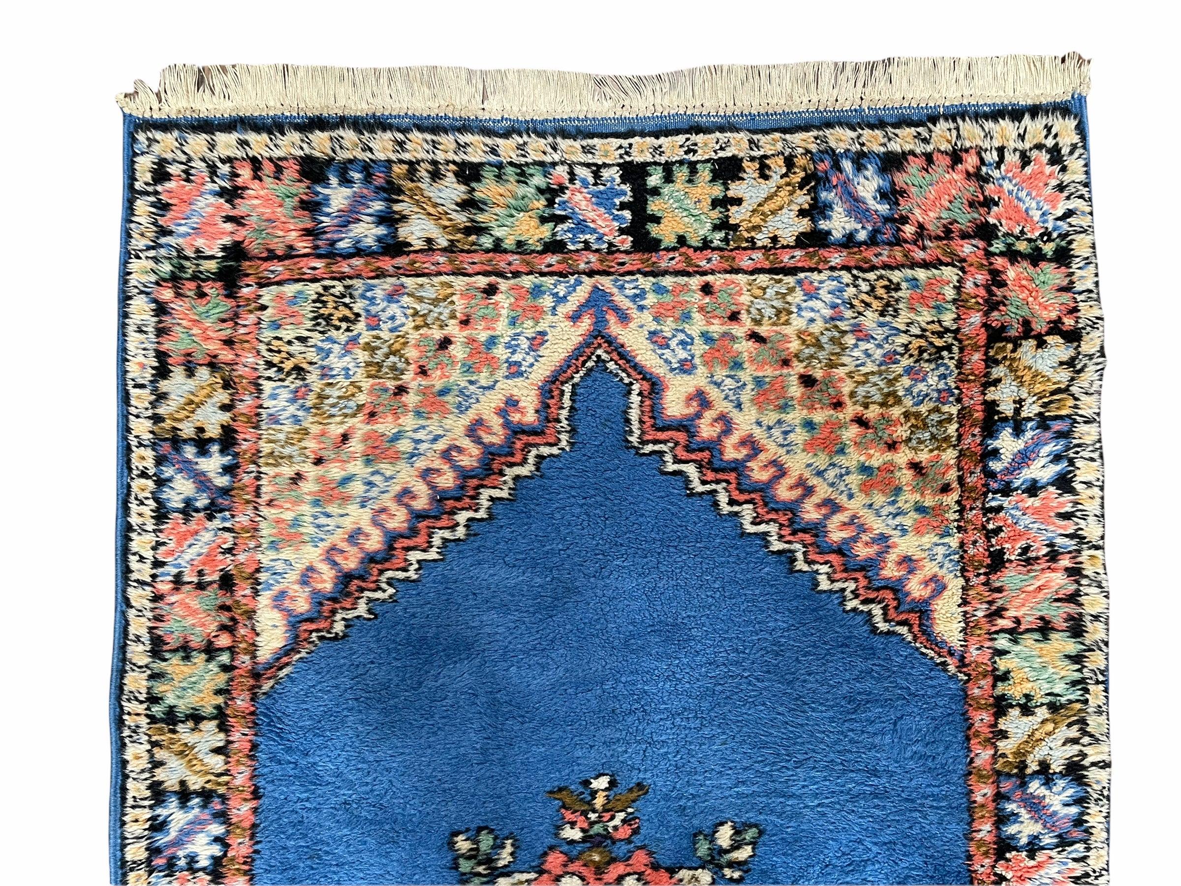 Vintage Moroccan Tribal Rug 2' 9" x 4' 7", Hand-Knotted Wool Medallion Carpet, 2.5 x 4 to 3x5 Boho Area Rugs, Small Oriental Blue Accent Rug - Jewel Rugs