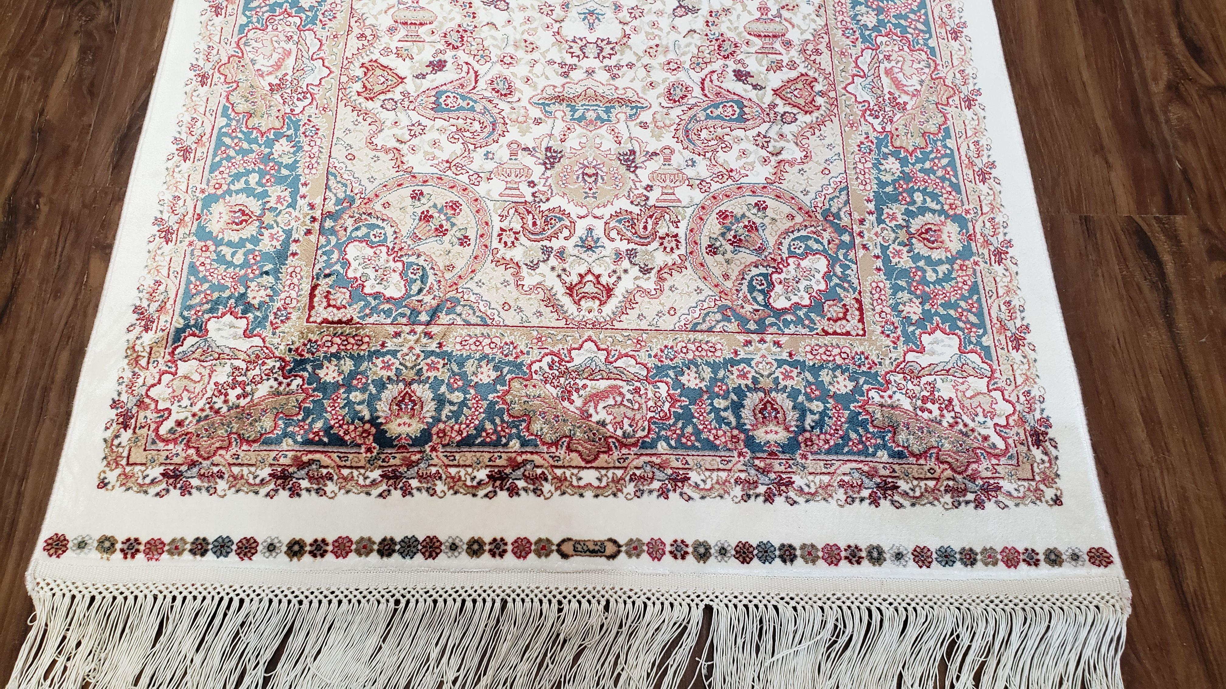 Blue & Ivory Silk Carpet, New Turkish Rug 3x5, Bamboo Silk, Medallion Rug, Fine Accent Rug, Soft, 2' 8" x 4' 11" - Jewel Rugs