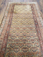 3' 2" X 6' 11" Antique Handmade Wool India Oriental Short Runner Rug Camel Hair - Jewel Rugs