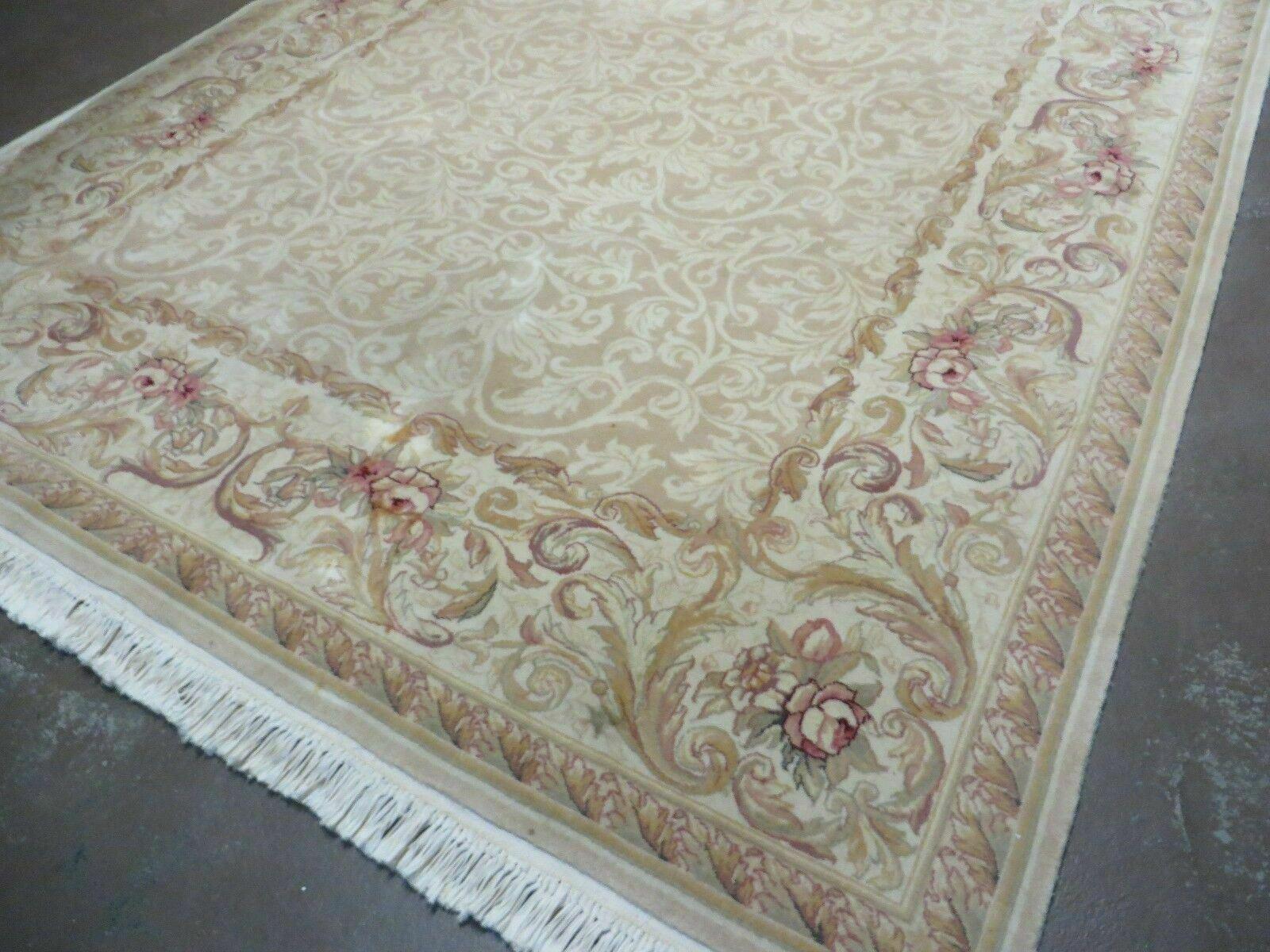 6' X 9' Vintage Handmade Wool Rug Aubusson Savonnerie European Design Nice #815 - Jewel Rugs