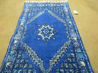 2'6" X 4'6" Vintage Hand-knotted Handmade Moroccan Urban Rabat Blue and Beige Wool Accent Rug - Jewel Rugs