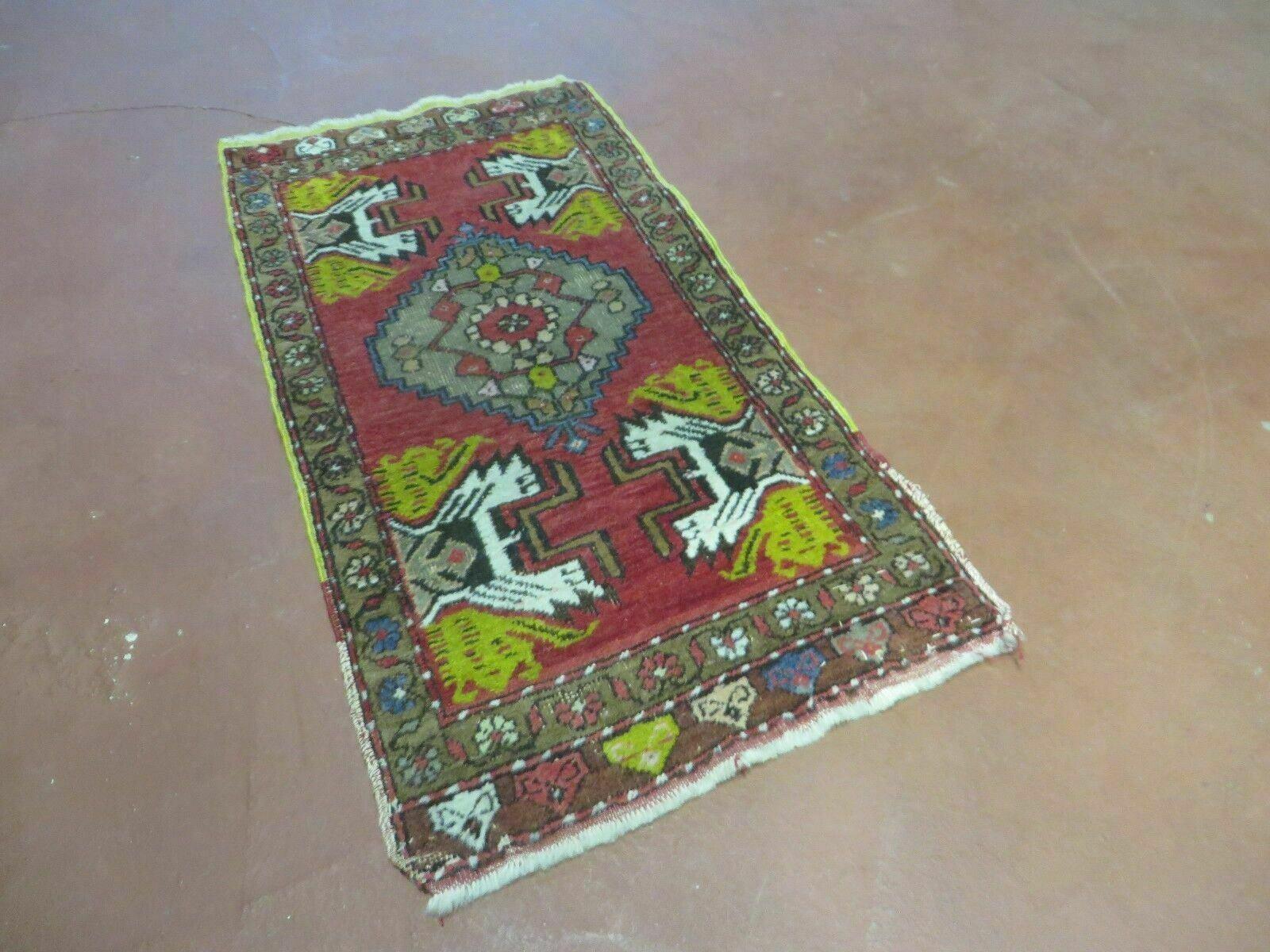 20" X 38" Antique Handmade Turkish Oushak Oshak Yastik Wool Rug Mat Turkey Nice - Jewel Rugs