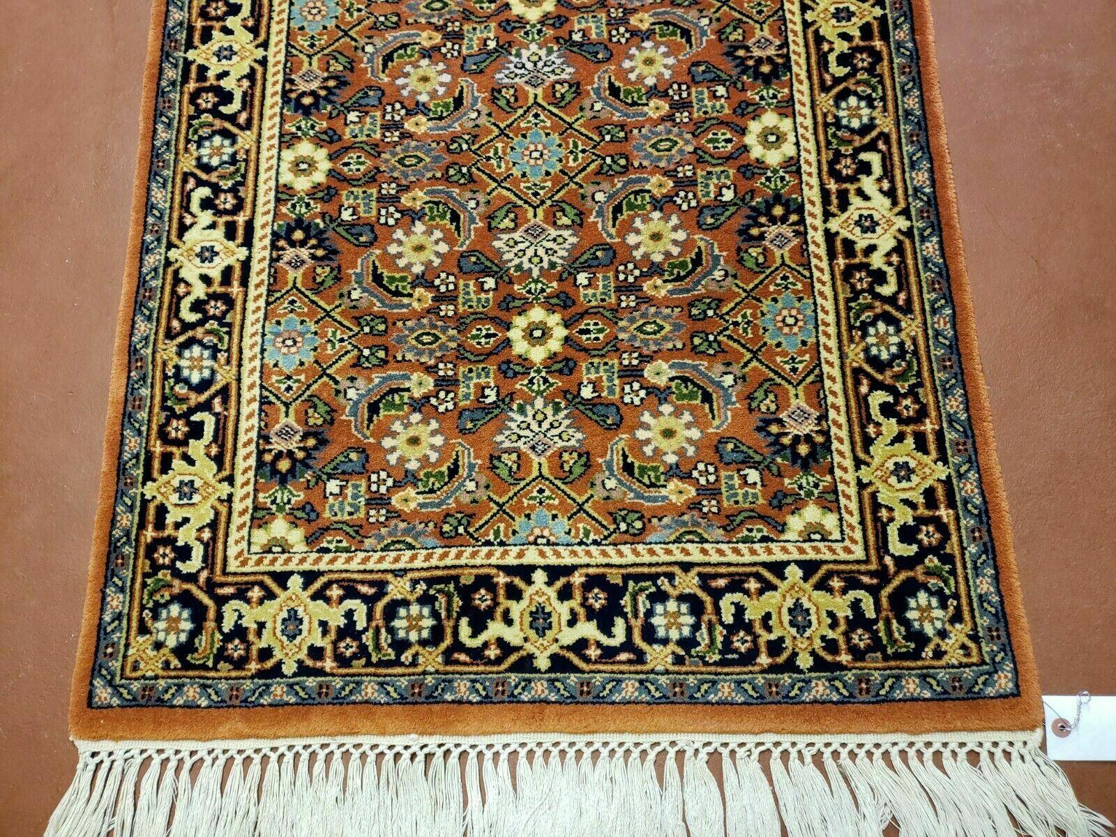 2' 7' X 4' Vintage Handmade India Amritsar Wool Floral Rug Vegetable Dyes Nice - Jewel Rugs