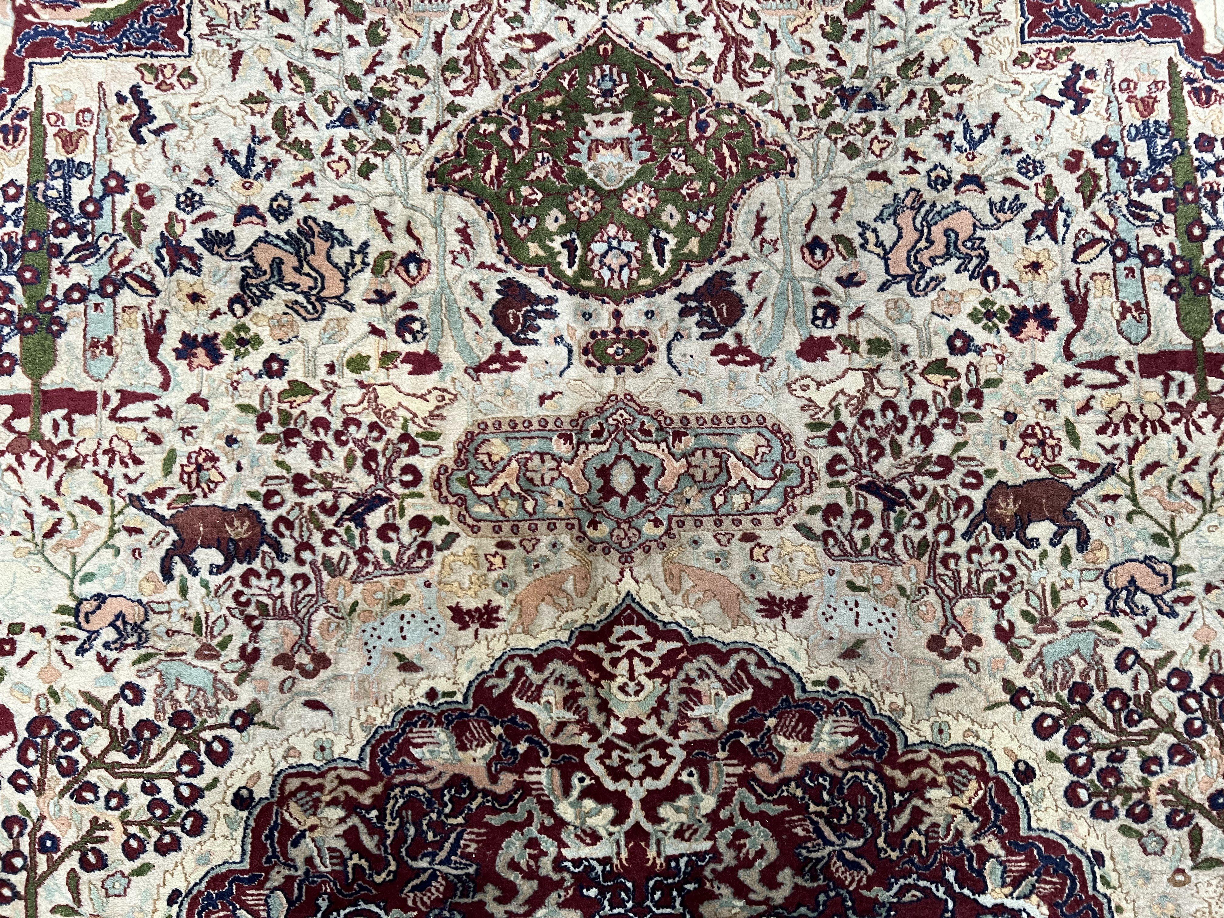 Rare Antique Indian Agra Rug, Early 20th Century Indian Carpet, Animal and Angel Motifs, Hunting Scene, Collectible Oriental Carpet, Wow - Jewel Rugs