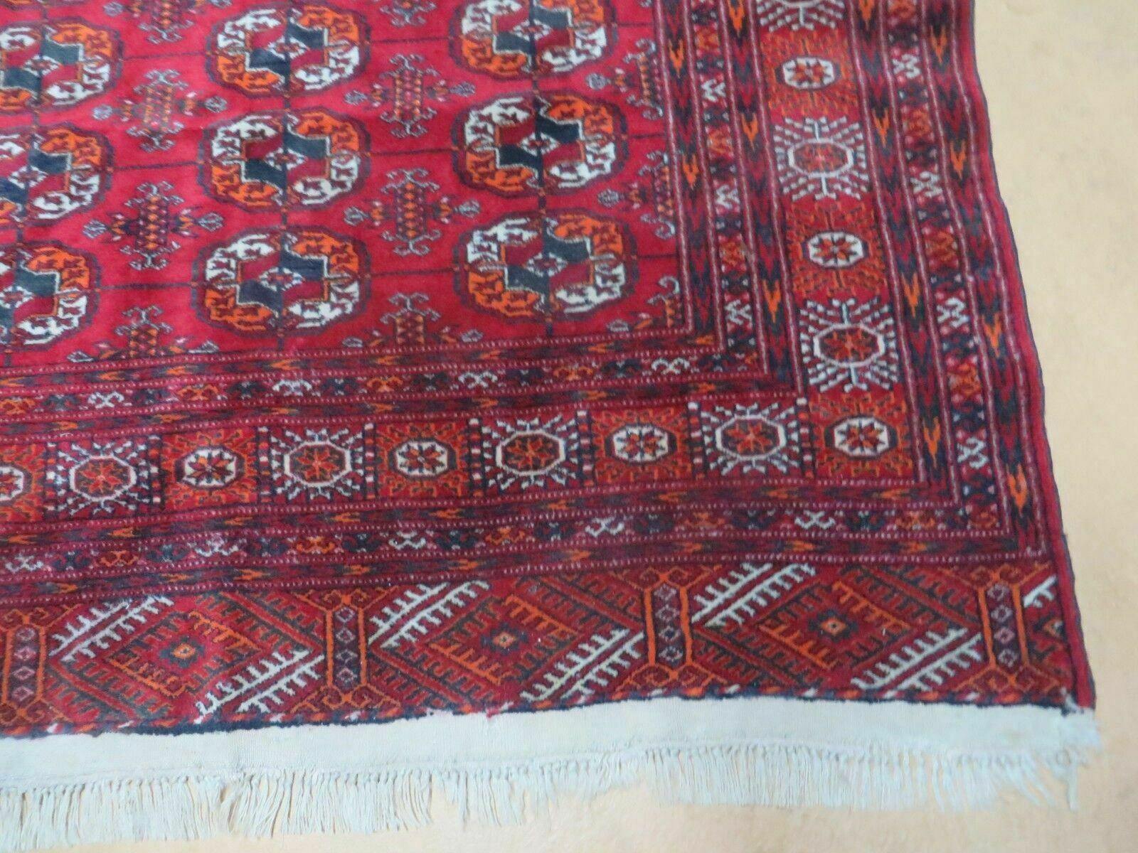 4' X 6' Vintage Handmade Bokhara Turkoman Pakistan Wool Rug Carpet Red - Jewel Rugs