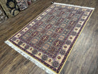 Indo Persian Silk Rug 4x6, Panel Design, Small Flowers, Hand Knotted, Fine Weave, Oriental Carpet 4 x 6, Vintage Area Rug, Beautiful Rug - Jewel Rugs