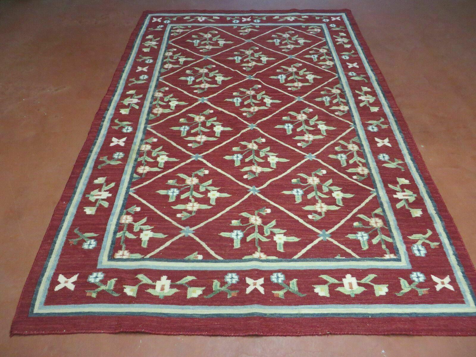 5' X 8' Vintage European Kilim Hand Made Flat Weave Wool Rug Veg Dyes Nice - Jewel Rugs